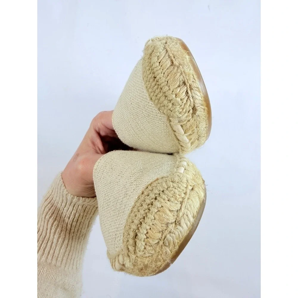 Sperry Espadrille Flats Women 8M Beige Canvas Slip‎ On Jute Sole STS95780